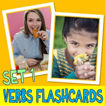 VERBS PHOTO FLASHCARDS SET 1 actions autism aba speech therapy pecs activity